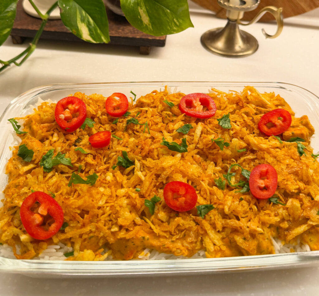 صينية دجاج بالكريمة والبطاطس المقرمشة | Creamy Chicken Rice with Crispy Potatoes